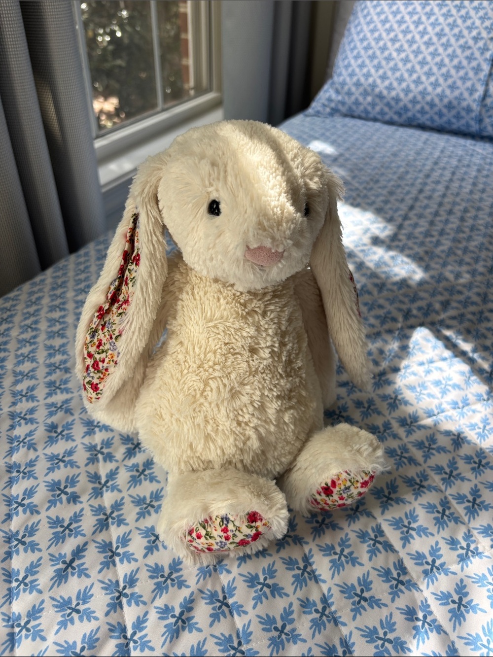 Jellycat Cream Bunny with Floral Paw Pads